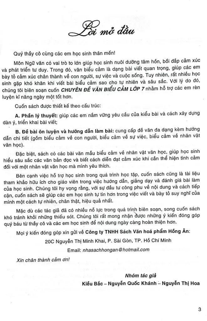 CHUYÊN ĐỀ VĂN BIỂU CẢM LỚP 7 (Theo chương trình GDPT mới)
